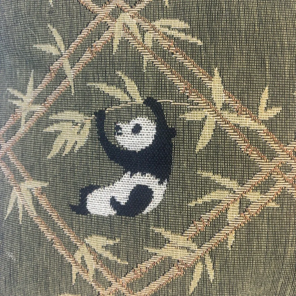 Fashion Olive Green Panda Bamboo Woven Tapestry Square Throw Pillow 15x15